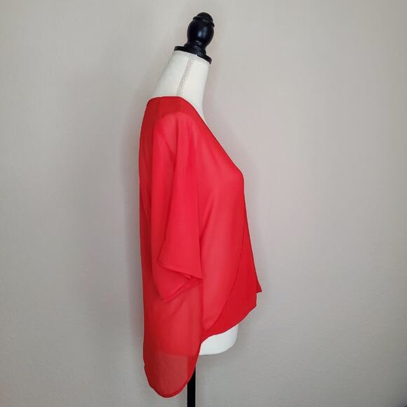 WAYF Red Sheer Blouse Small - Picture 2 of 6